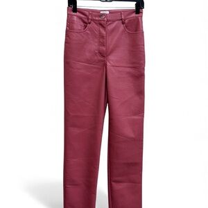 Wilfred Aritzia Melina Pant Straight Leg Faux Leather Jeans in Deep Pink Size 4
